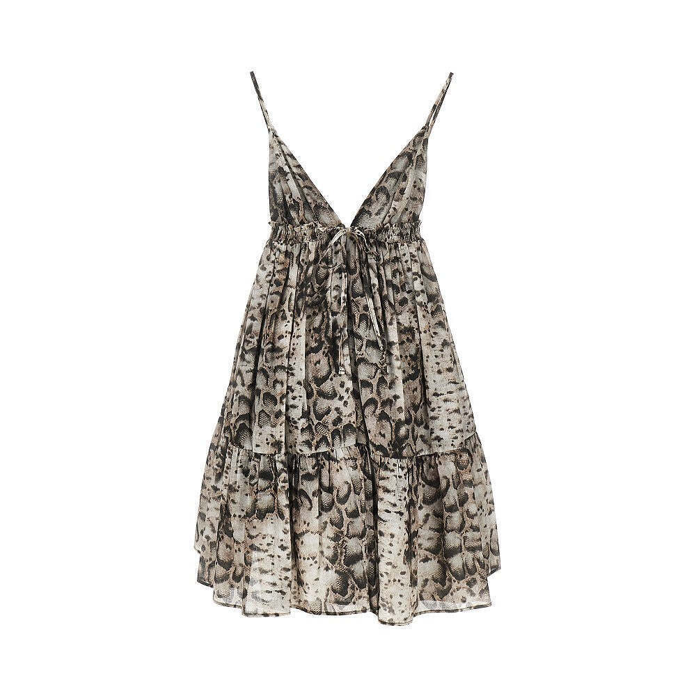 Pinko Snake-Print Muslin Mini Dress